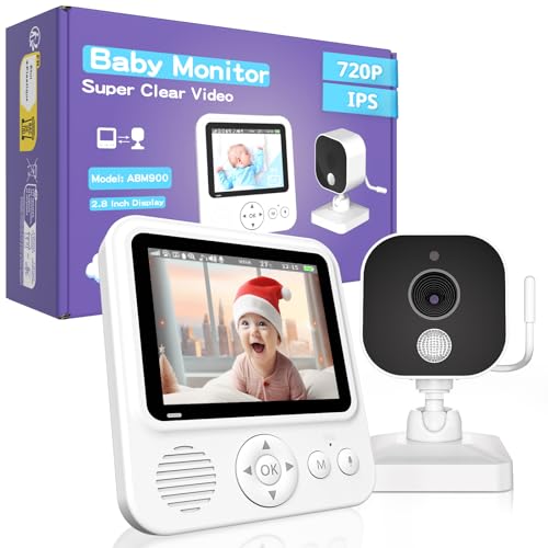 Obvhnua Baby Monitor Con Telecamera 2,8 Pollici 720P Babyphone Camera Con 2000 Mah Batteria Zoom Usb-C Vox Visione Notturna Comunicazione Bidirezional
