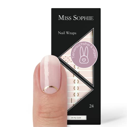Miss Sophie Pellicola Per Unghie - "Oh My Gold!", Transparent, Grafico, Rosa, Nail Wraps -24 Pellicole Per Unghie Autoadesive Ultrasottili A Lunga Dur