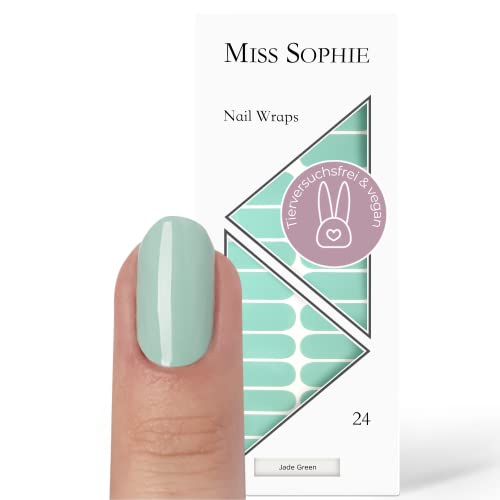 Miss Sophie Pellicola Per Unghie - "Jade Green", Tinta Unita, Verde, Nail Wraps -24 Pellicole Per Unghie Autoadesive Ultrasottili A Lunga Durata