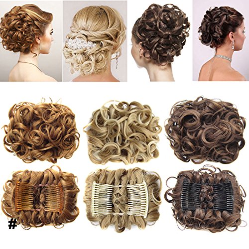Hair Extension Clip Capelli Veri Scrunchy Scrunchie Updo Per Capelli Chignon-Extensions Pettini Coda Di Cavallo Parrucchino Auburn Chiaro