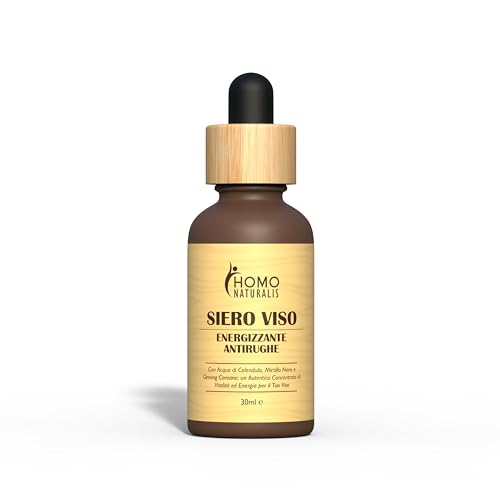 Siero Viso Uomo Energizzante Antirughe – Idratante Per Skincare Con Estratti Naturali Di Mirtillo Nero, Ginseng, The Verde E Acido Ialuronico – Natura