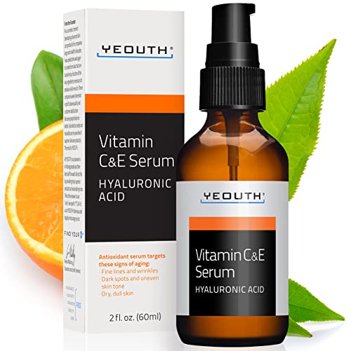 Yeouth Suero Diurno De Vitamina C Con Acido Hialurónico, Vitamina E, Antienvejecimiento, Antiarrugas 60 Ml