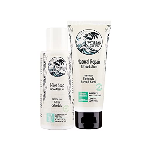 Water Law Tattoo - Kit Natural-Soap - T-Tree Soap 100 Ml + Natural Repair 50 Ml