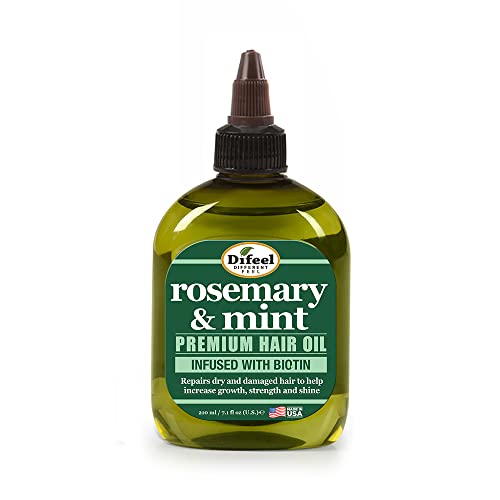 Difeel Olio Per Capelli Di Rosmarino E Menta Premium Con Biotina 8 Once - Olio Di Menta Al Rosmarino Infuso Con Biotina E Menta