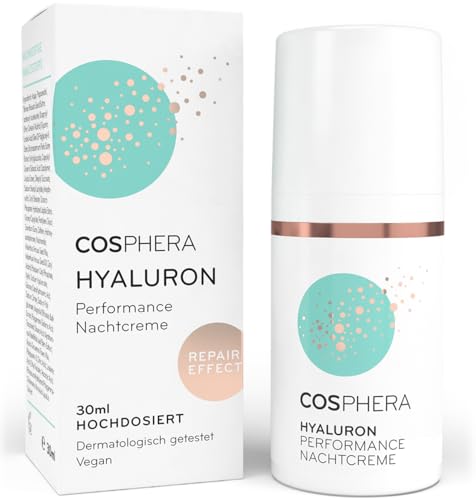 Cosphera Crema Da Notte Hyaluron 100% Vegana – Cura Notturna Per Rughe, Borse E Occhiaie 30 Ml – Crema Viso Per Donne E Uomini