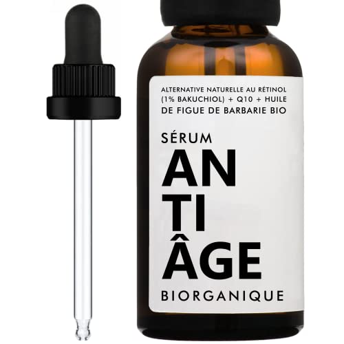 Siero Viso Antietà | 100% Naturale | Con Bakuchiol 1% (Alternativa Naturale Al Retinolo) + Olio Di Fico D'Barbarie Biologico + Q10 | Antirughe/Rughe +