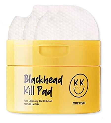Manyo Blackhead Pure Cleansing Oil Kill Pad (50 Fogli), Detergente Coreano, Esfoliante Per Il Viso Per Teste Nere, Pori Stratificati