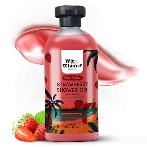 Wit & Whimsy Bubble Bounce Strawberry Shower Gel Enriched With Lactic Acid & Vitamin E Authentic Ayurvedic Formulation For All Skin Type - 300Ml (10.1