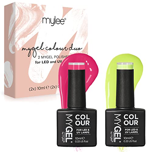Mygel By Mylee Rave On Set Smalto Per Unghie Gel Semipermanente 2X10Ml Uv/Led Nail Art Manicure Pedicure Per Uso Professionale E Domestico - Lunga Dur