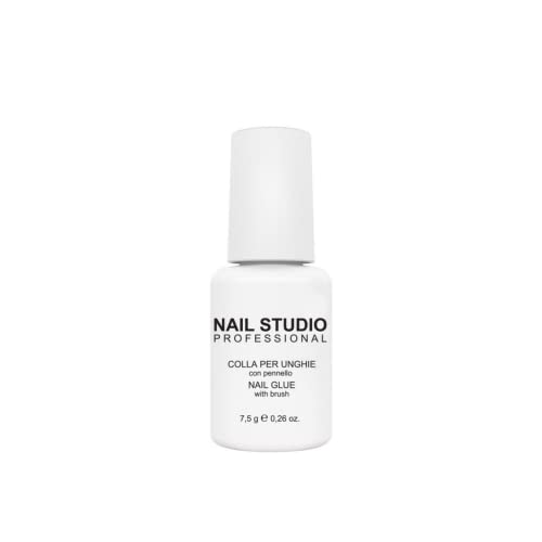 Nail Studio Professional, Colla Per Unghie Con Pennello, Garantisce Rapida Adesione Della Tip All'Unghia Naturale, Colla Per Unghie Resistente, 7.5 Gr