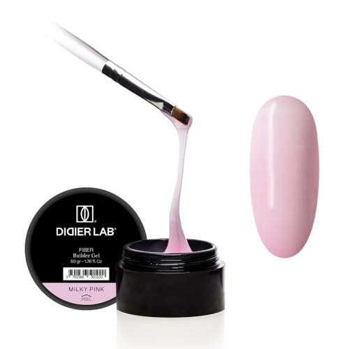 Didier Lab Fiber Gel Costruttore Per Unghie Milky Pink - Autolivellante Senza Hema - Builder Gel Uv Led Ultra-Resistente Per Ricostruzione Unghie Ripa