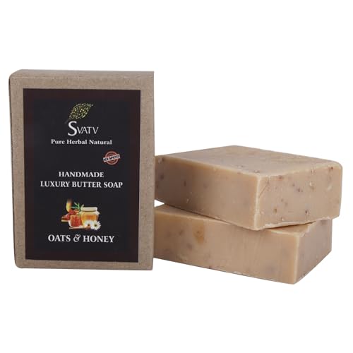Svatv Handcrafted Sapone With Oats & Honey | Soothing Herbs | Moisturized Skin - Traditional Ayurvedic Herbal Body Sapone Bars For Men & Women, All Sk