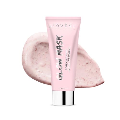 Biovène Holiday Glow Pink Clay Mask, Maschera Viso Con Argilla Rosa Australiana, Ginseng, Petali Rosa, Acido Glicolico, Disintossicante, Esfoliante, P