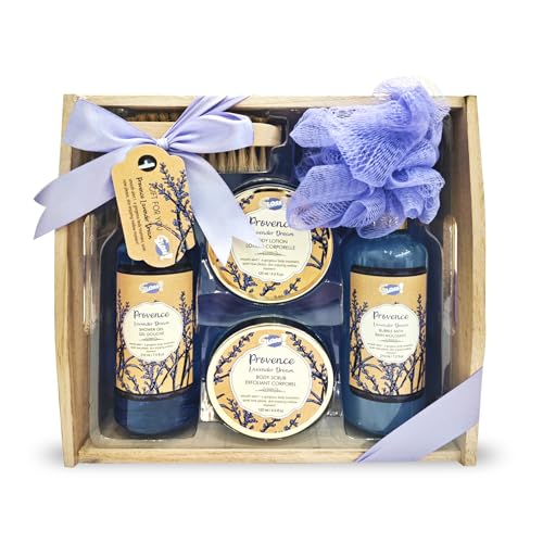Gloss! - Confezione Regalo Donna - Set Bano 6 Pezzi - Prodotti Da Bagno Al Profumo Di Lavanda - Regalo Compleanno Donna - Cestino Bellezza E Benessere