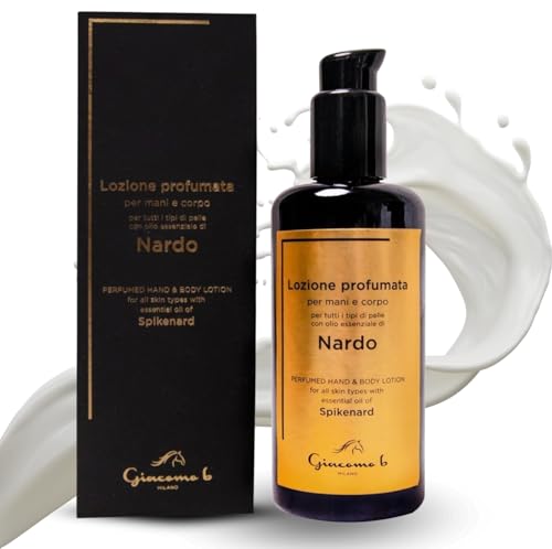 Giacomo B - Lozione Corpo Profumata Con Olio Essenziale Di Nardo E Tè Verde - Crema Idratante Corpo E Mani Per Una Pelle Morbida E Nutrita - 200 Ml