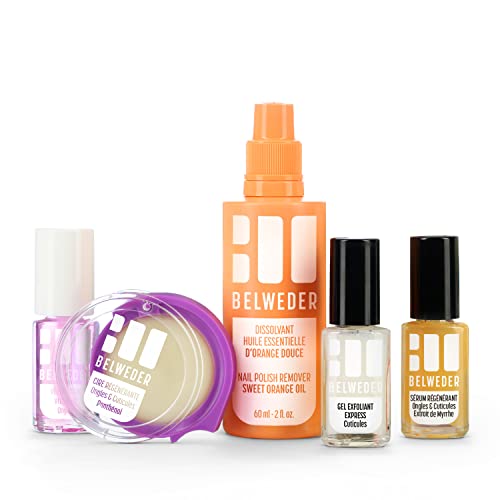 Belweder - Kit Cura Unghie: Sos Unghie Danneggiate - 7,5 Ml Siero Rigenerante + 7,5 Ml Gel Esfoliante Express + 5,5 Ml Cera Rigenerante + 7,5 Ml Smalt