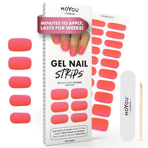 Moyou London Eye Candy - Strisce In Gel Uv Semi-Indurite, 20 Pezzi, Per Manicure In Qualità Salone