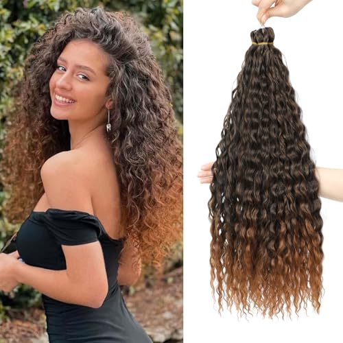 Fanlutyin 22 Inch Curly Crochet Braiding Hair 3 Packs Ocean Wave Crochet Hair Extensions Deep Wave Synthetic Braiding Hair Curls Hair Twist Water Wave