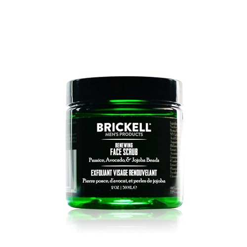 Brickell Men'S Scrub Viso Rinnovatore Per Uomo, Naturale E Biologico, Scrub Viso Esfoliante Formulato Con Perline Di Jojoba, Extra Di Caffè E Pomice,