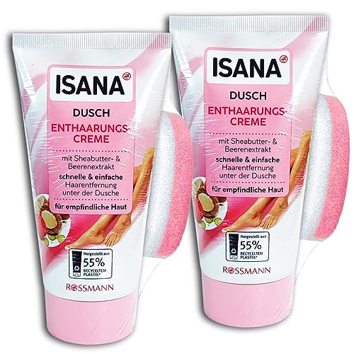 Isana Doccia Crema Depilatoria Con Spugna 2 X 150 Ml Confezione Da 2