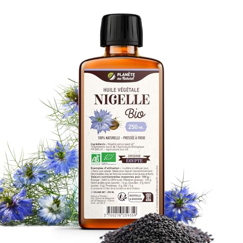 Olio Di Nigelle Bio 250 Ml - Pianeta Naturale, Puro, Naturale E Pressato A Freddo, Cibo - Capelli, Corpo, Unghie