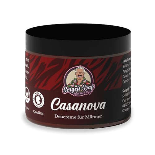 Sergejs Soap - Crema Deodorante Casanova | Crema Deodorante Efficace | 100% Ingredienti Naturali | Burro Di Karitè Nutriente | Cosmetici Naturali | Cu