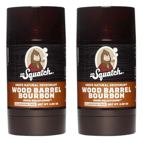 Dr. Squatch Deodorante Naturale Per Uomo, Confezione Da 2 Pezzi, Barile Di Legno, Deodorante Da Uomo Senza Alluminio (75 G, 2 Pezzi)