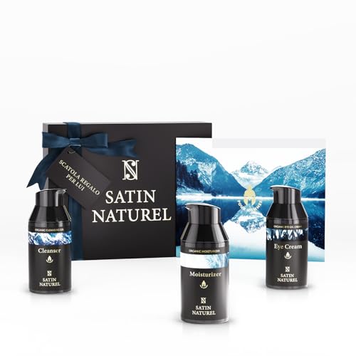 Skincare Set Per Lui - Idee Regalo Del Dia De Padre Con Crema Idratante Viso Uomo + Gel Contorno Occhi + Detergente Viso A Base Di Aloe Vera 3X30Ml, R