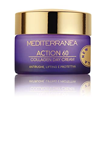 Mediterranea, Linea Action 60 Collagen Day Cream, Crema Viso Antirughe Giorno, Levigante E Antiossidante, Per Pelli Mature Da 55 A 65 Anni, 50 Ml - Ma
