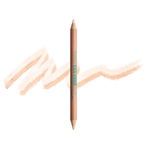 Nyx Professional Makeup Brow Highlighter, Matita Sopracciglia A Doppia Estremità, Per Sollevare, Illuminare E Correggere, Wonder Pencil, Light