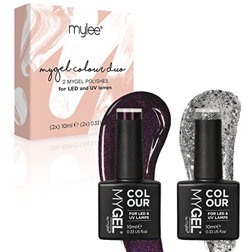 Mygel By Mylee Christmas Glitter Duo Set Smalto Per Unghie Gel Semipermanente 2X10Ml Uv/Led Nail Art Manicure Pedicure Per Uso Professionale E Domesti