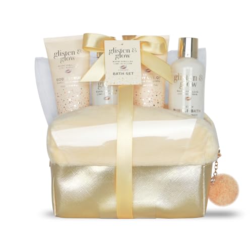Gloss! Glisten & Glow - Prodotti Da Bagno Alla Vaniglia E Lime - Idea Regalo Compleanno Donna - Cesto Compleanno Mamma - Glisten & Glow