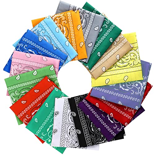 16 Pezzi Bandana Donna Bandana Uomo Bandane Colorate Copricapo Sciarpa Per Capelli Collo Polso Cravatta Testa