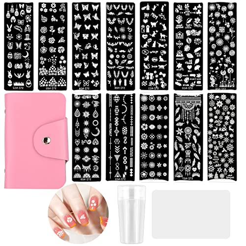 Natuce Nail Art Stamping Kit, 12Pcs Set Di Nail Art Stamping Stampini, Piastre Per Nail Art, Nail Art Stamping Plate In Acciaio Inossidabile Con 1 Tim