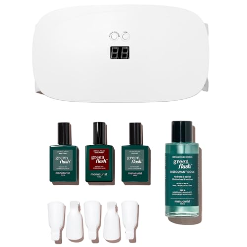 Manucurist Kit Semipermanente Unghie Bordeaux Dark Pansy - Kit Unghie Gel Completo: Lampada Uv Led Unghie Professionale 24W, Base Coat, Top Coat, Gel