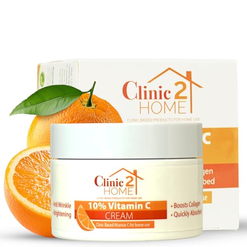 Clinic2Home Crema Alla Vitamina C - Potente Crema Viso Alla Vitamina C Al 10% Per Macchie Scure, Rughe E Linee Sottili - Anti-Invecchiamento, Stimolan