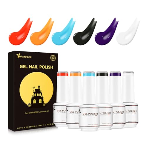 Nicedeco Kit Smalto Semipermanente Unghie Autunno Smalti Gel Per Unghie Marrone Lampada Uv Led Soak Off Nail Polish Halloween Set 25, 6X8Ml