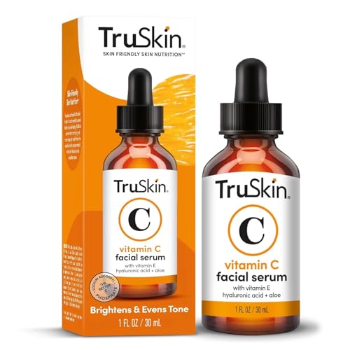 Truskin Vitamin C Serum - Siero Viso Anti-Età Alla Vitamina C Con Acido Ialuronico, Vitamina E, Aloe - Siero Illuminante Per Macchie Scure, Contorno O