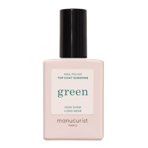 Manucurist • Top Coat Sunshine Green • Top Smalto Vegan • 9-Free - Fino Al 69% Di Ingredienti Biologici - Made In France • Flacone Da 15 Ml