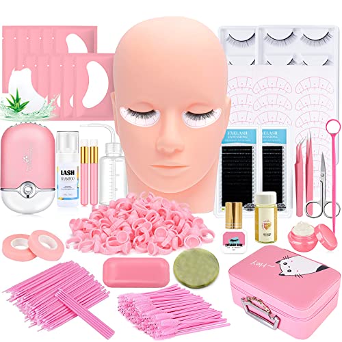 Kit Extension Ciglia Professional Strumenti Estensione Ciglia Per Principianti Allenamento Testa Usb Ciglia Ventola Eyelash 0.07D Curl Mix 8-15Mm Coll
