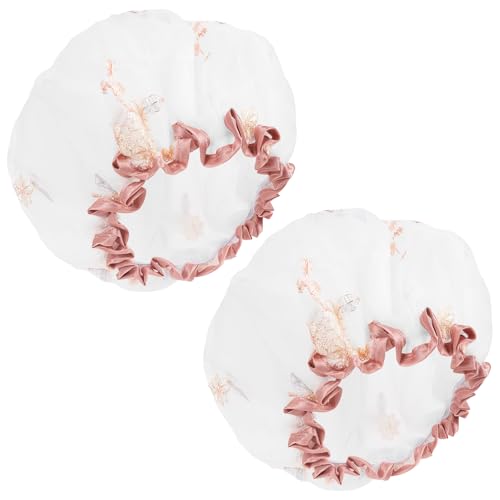 Adorila Confezione Da 2 Cuffie Da Doccia Da Donna, A Doppio Strato, Impermeabili, Riutilizzabili, Lavabili, Con Fascia Elastica