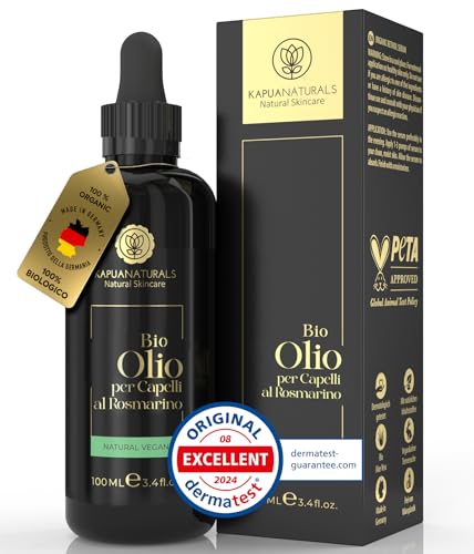 Olio Di Rosmarino Per Capelli • 100Ml + Acido Ialuronico • Olio Capelli Con Rosmarino + Biotina • Accelera La Crescita Dei Capelli • Rosemary Oil • Ol
