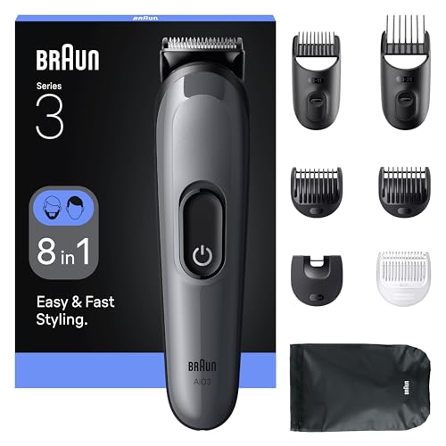 Braun Aio3540, Set Da Barba Tutto In Uno, Serie 3, 8-In-1, Lama Ultra Affilata, 14 Lunghezze, Taglio Preciso Per Viso E Capelli, Durata 50 Min, Stile
