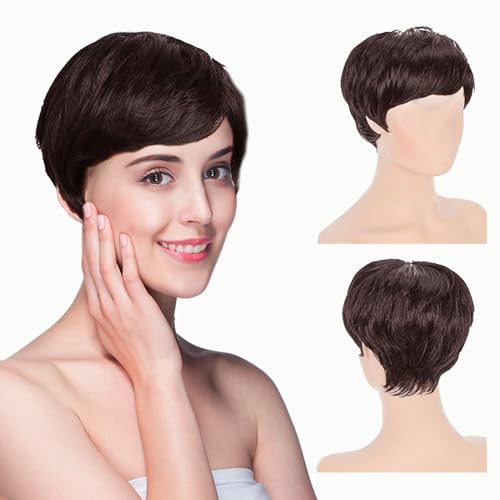 Eupsiiu Parrucche Corte Per Capelli Umani Per Donna, Parrucche Corte, Parrucca Donna, Capelli Veri Umani Corti, Parrucche Pixie Parrucche Dritte Tagli