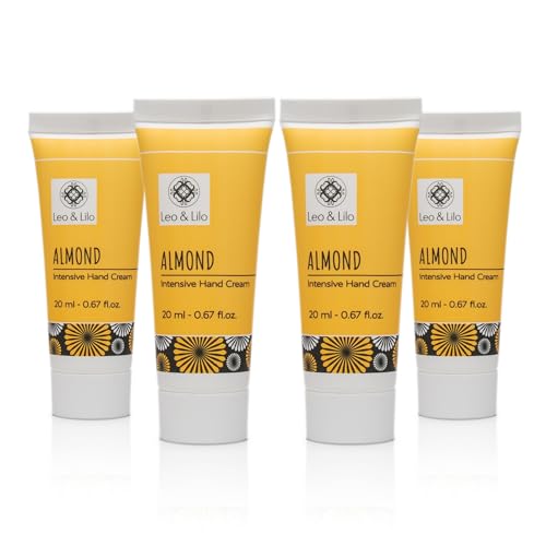 Leo & Lilo Set Di 4 Creme Per Le Mani Almond, 20 Ml, Cura Intensiva Per Mani Secche E Danneggiate, Con Olio Di Mandorle Biologico E Altri Oli Vegetali