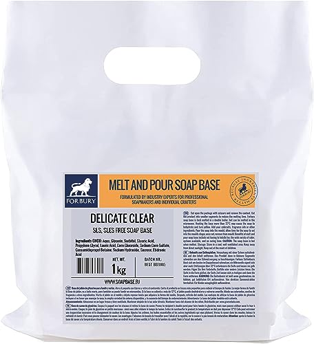 1Kg Base Per Sapone "Delicate Clear" Da Sciogliere E Versare Senza Sls, Sles, Trasparente, Forbury Direct Soap Base