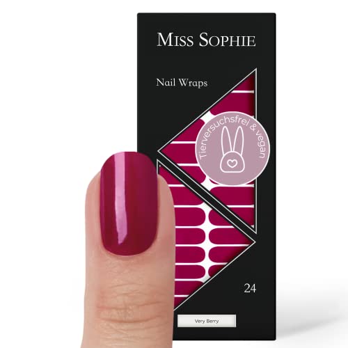 Miss Sophie Pellicola Per Unghie - "Very Berry", Tinta Unita, Rosso, Nail Wraps -24 Pellicole Per Unghie Autoadesive Ultrasottili A Lunga Durata