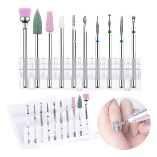 Chennan Set Di Punte Per Fresa Unghie 10 Pezzi Punte Fresa Unghie Punte Per Frese Elettriche Per Unghie Strumenti Manicure Diamond Nail Drill Per Rimo