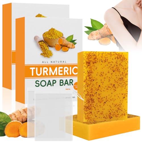 Sapone Sbiancante E Illuminante, 2 Pezzi Turmeric Kojic Acid Soap, Sapone Per La Cura Del Corpo, Saponetta Alla Curcuma Per Schiarire Le Macchie Scure