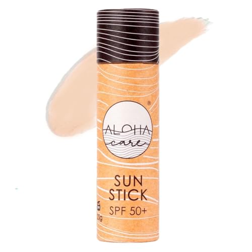 Aloha Sun Stick Spf 50+ (Beige), Stick Solare 50 Viso Minerale, Senza Plastica, Crema Solare Colorata, Stick Protezione Solare 50, Crema Solare Stick,